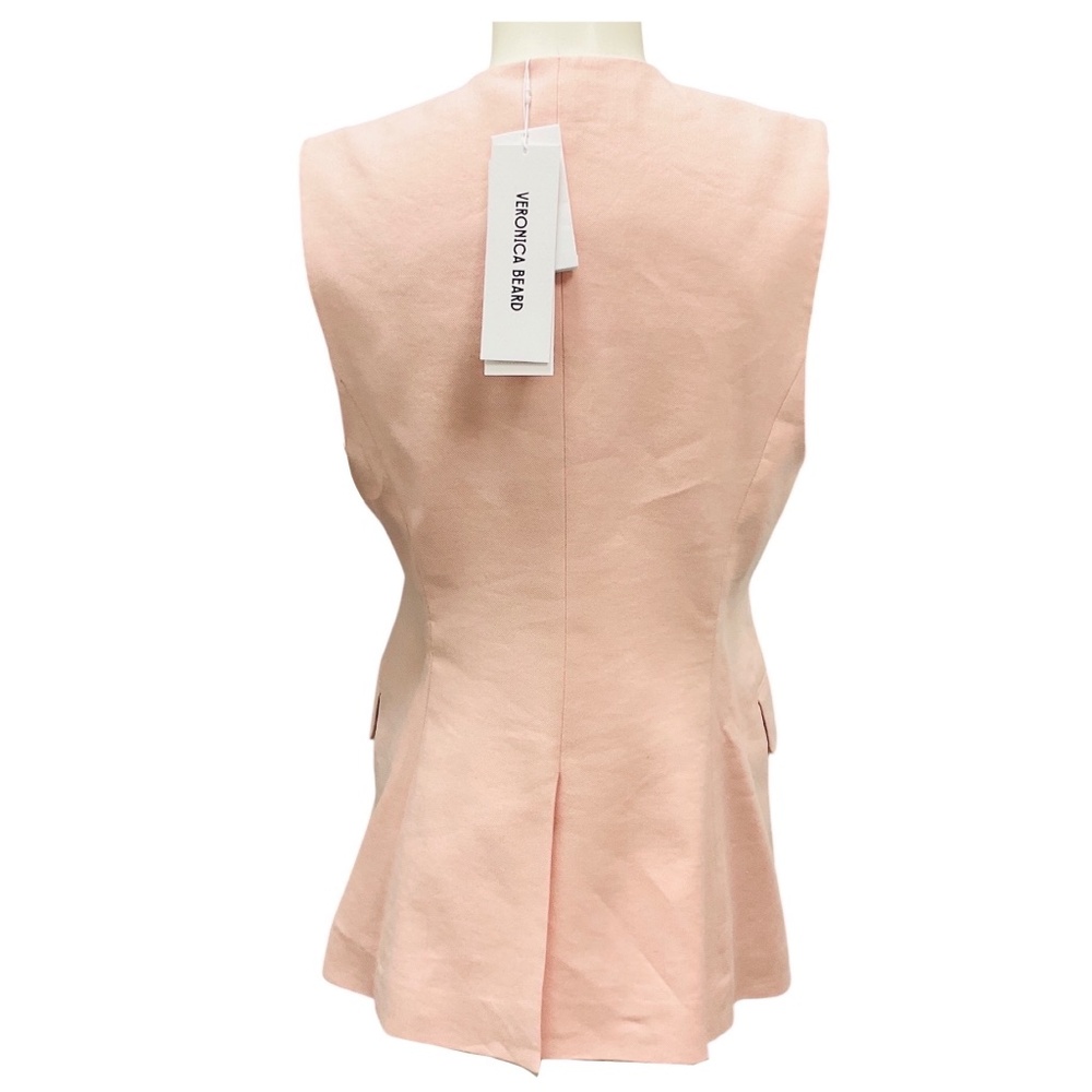 VERONICA BEARD PINK SHELL LOIS LINEN VEST TOP - Picture 3 of 5